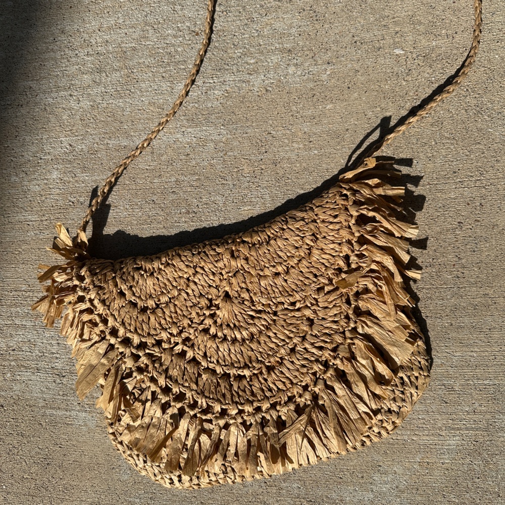 BNWT Dutch Handmade Crocheted Straw Crossbody Bag Purse - Picture 12 of 12